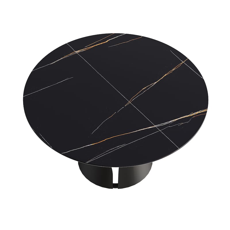 53" Dining Table Round Marble Kitchen Table, Sintered Stone Panel Table