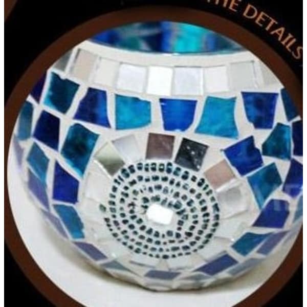 Mosaic Glass Blue Circle Candle Holder. Opens flyout.
