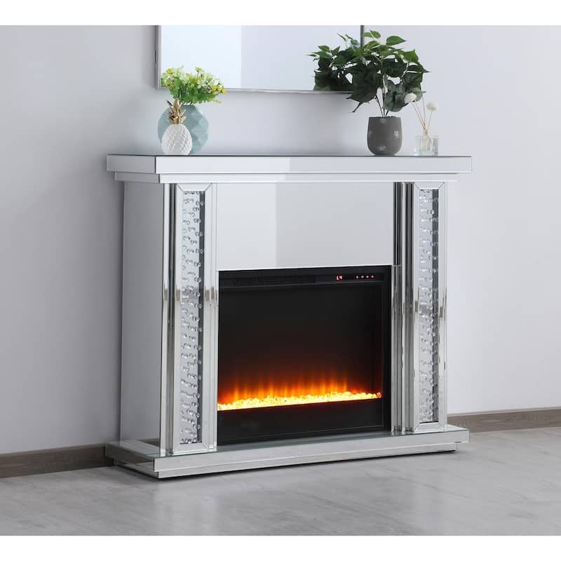 Crystal Mirrored 47.5-inch Fireplace Mantle - N/A