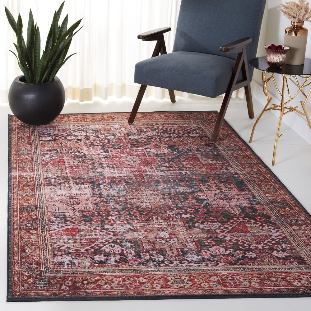 SAFAVIEH Tucson Machine Washable Slip Resistant Gena Oriental Rug