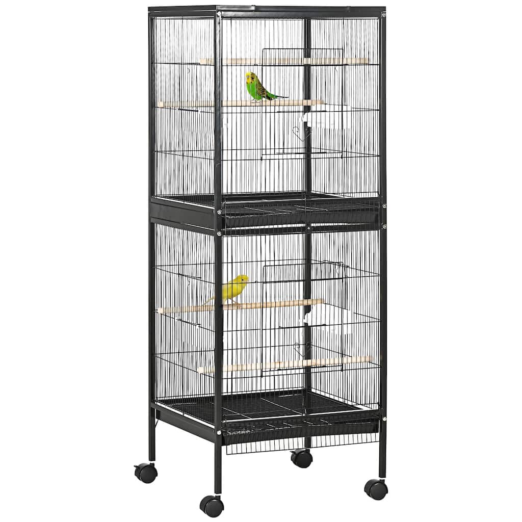 PawHut Large Bird Cage with 1.7 ft. Width for Wingspan, Bird Aviary Indoor with Multi - Door Design, Fit for a Canary, Finch