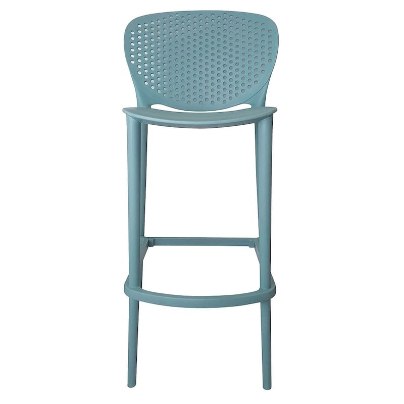 HomeRoots Set of Four 26" Green Heavy Duty Plastic Low Back Counter Height Bar Chairs