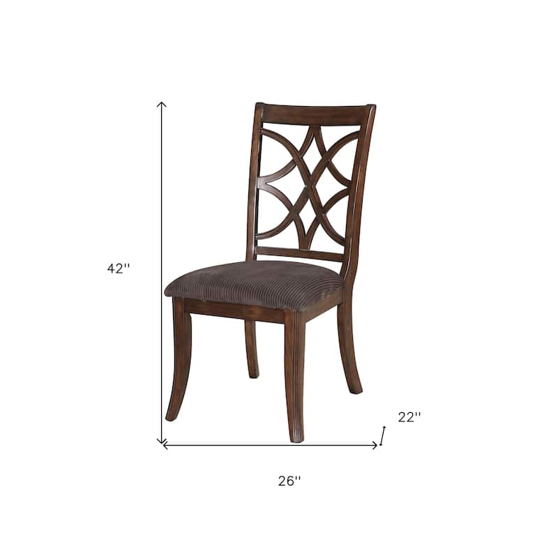HomeRoots Set of Two Brown and Dark Brown Upholstered Microfiber Dining Side Chairs - 26 in. x 42 in. x 22 in.