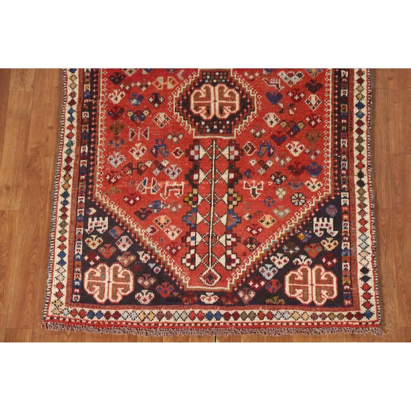 Qashqai Persian Vintage Area Rug Hand-Knotted Tribal Wool Carpet - 3'7"x 5'4"