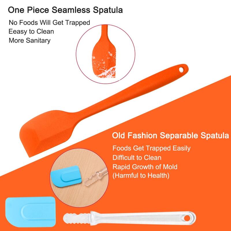 Silicone Spatula Heat Resistant Turner Jar Scraper Non Stick Spatula - 27.5 x 5.1cm/10.8" x 2"(L*W)