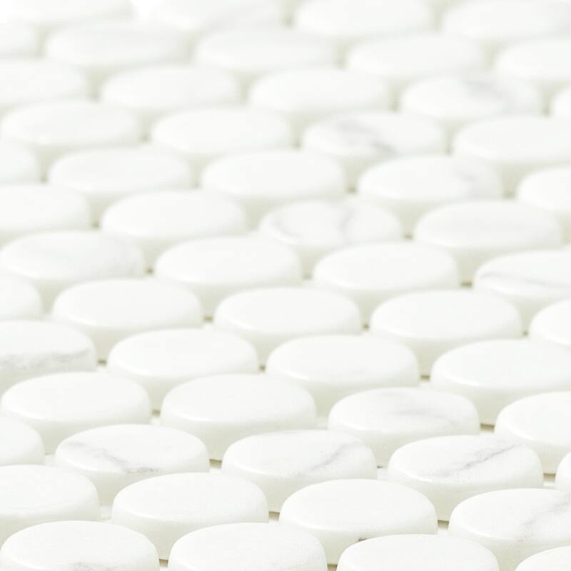 The Tile Life Eterna Penny 12x12 Venato White Round Glass Mosaic Floor, Wall & Backsplash Tile