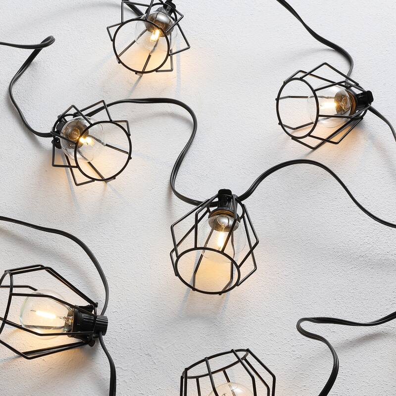 SAFAVIEH Lighting Aitana 10 Ft LED Outdoor String Lights - Black - 120Wx3Dx4H
