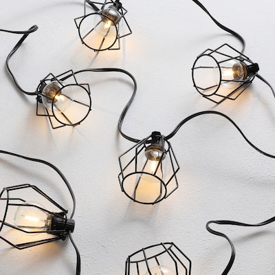 SAFAVIEH Lighting Aitana 10 Ft LED Outdoor String Lights - Black - 120Wx3Dx4H
