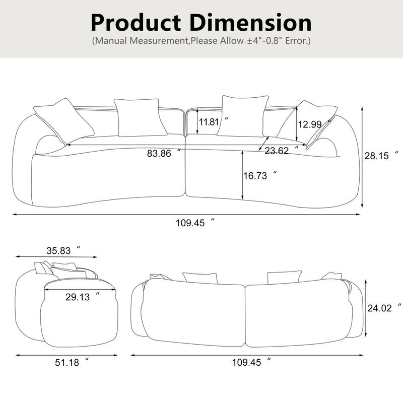 Curved Compressed Sofa with Creative Nordic-style Design