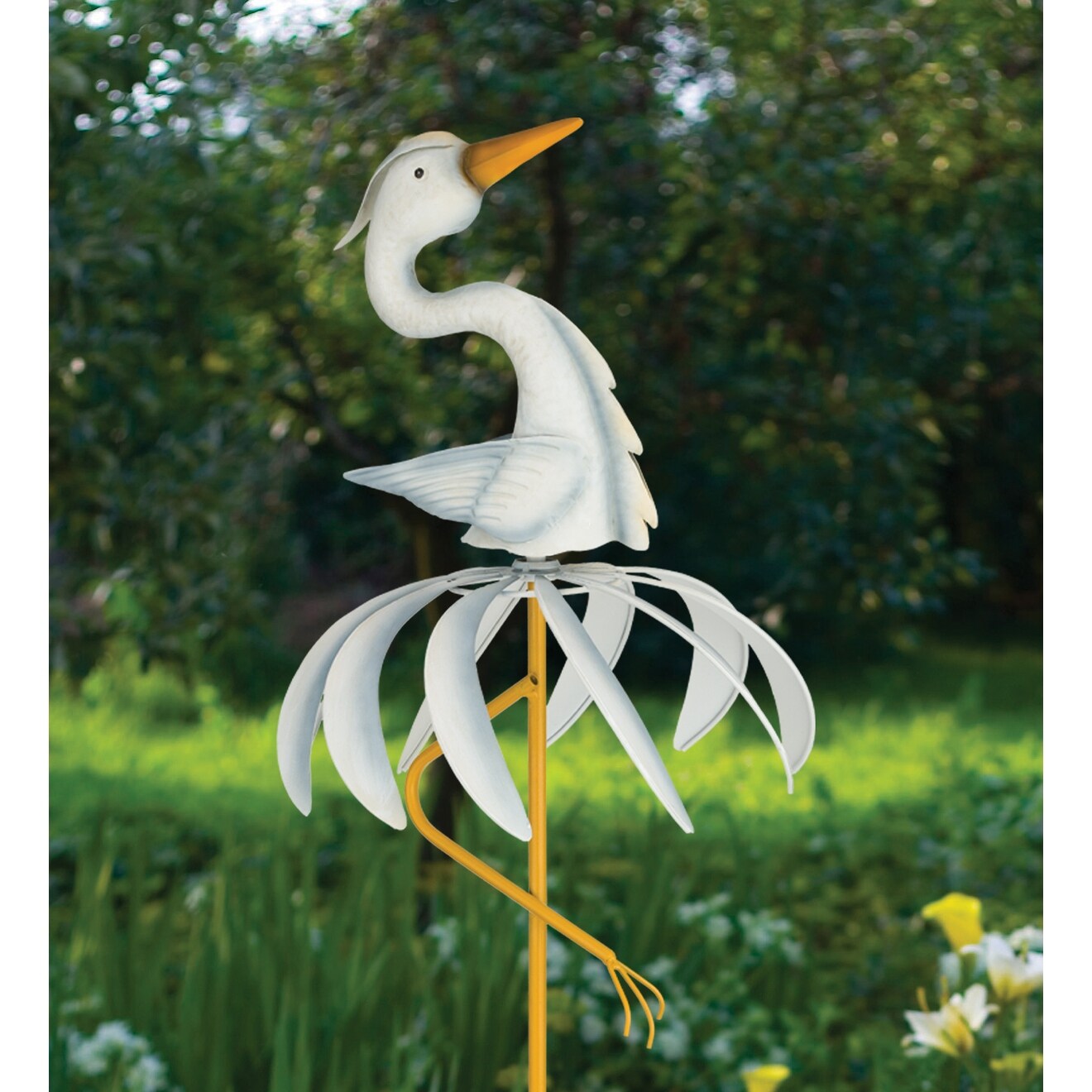 Regal Art & Gift 39.25 Inch Bird Spinner Stake - Egret - On Sale