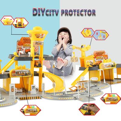 Assembly Track Sound Light Garage DIY Engineerin Headquarters With Mini Car Plane Enhance and Expand play