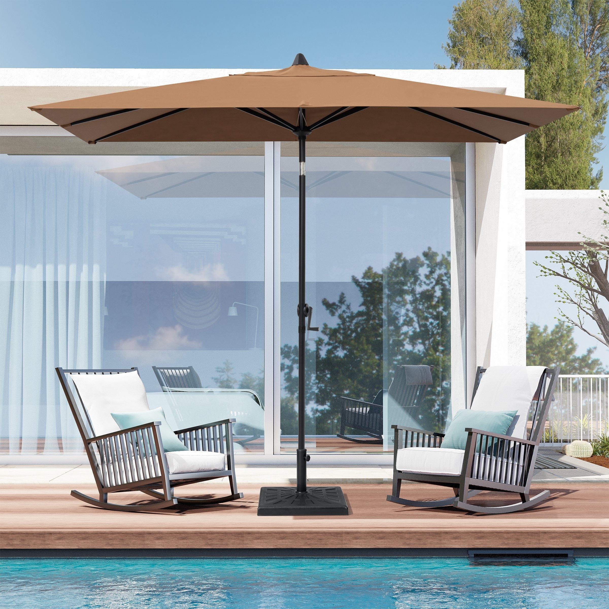 5 foot patio umbrella 10x6.5ft Rectangle with Crank and Steel Frame lasting and professional Pellebant 9 x 5 Ft