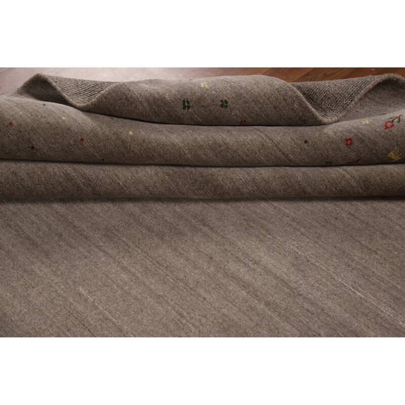 Brown Tribal Gabbeh Oriental Area Rug Hand-Knotted Wool Carpet - 7'10" x 9'7"