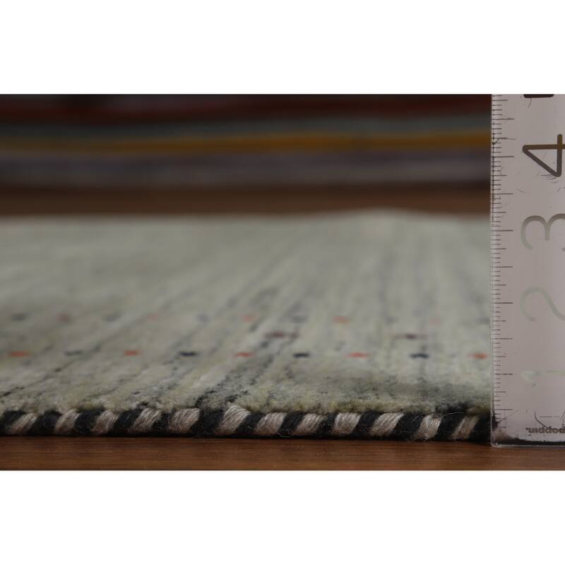 Hand Knotted Oriental 100% Wool Carpet Tribal Animal Pictorial Greys & Charcoal Gabbeh Area Rug - 8' 1'' X 5' 0''