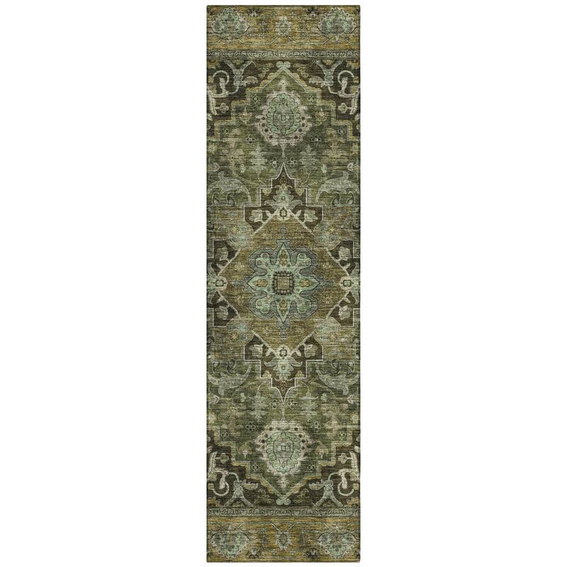 Machine Washable Indoor/Outdoor Traditional Medallion Chantille Rug