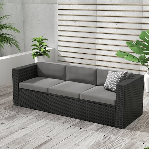 Rhodes Outdoor Cushioned Wicker / Rattan Sectional Sofa