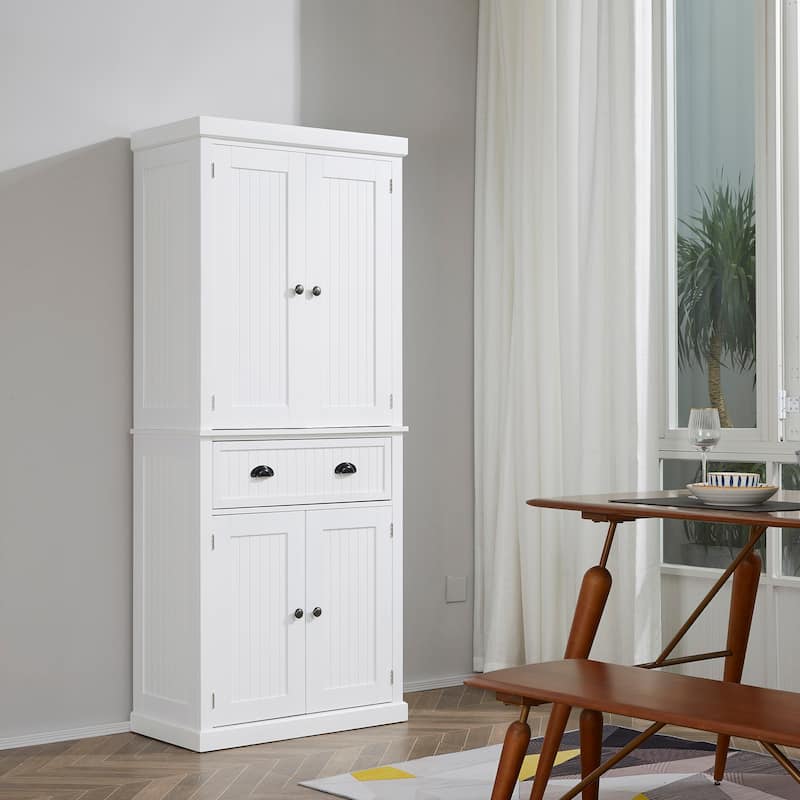 72" Freestanding Kitchen Pantry Cabinet with 2 Large Double Door Cabinets