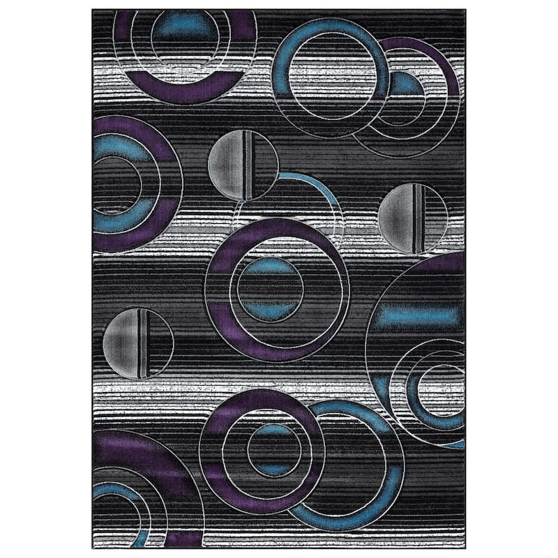 Orelsi Collection Abstract Area Rug - 3'9'' X 5'9'' - Black/Turquoise