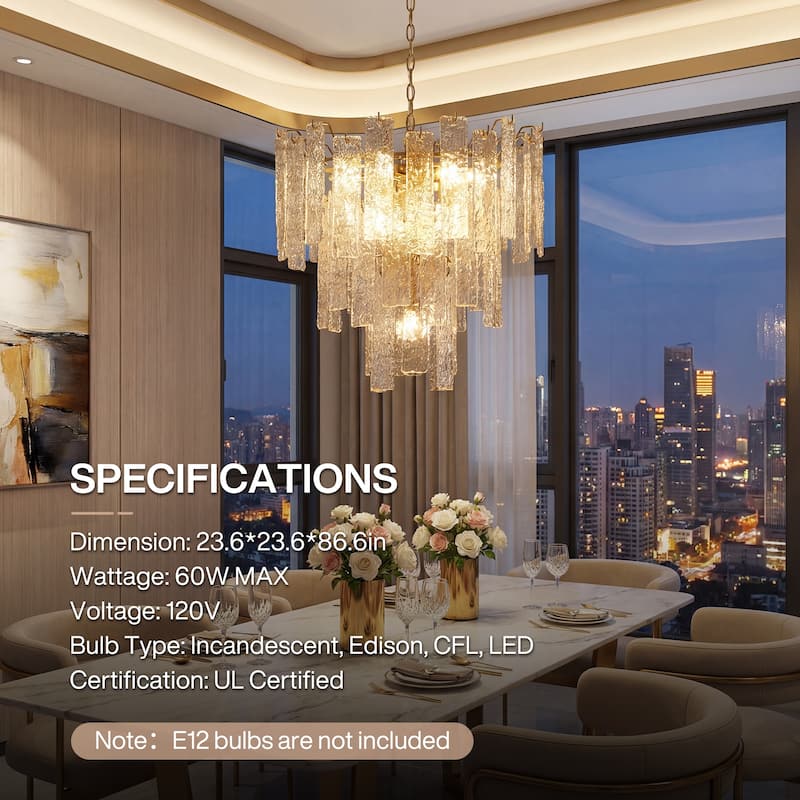 10 - Light Dimmable Tiered Chandelier