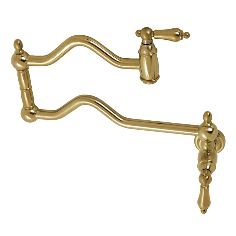 Heritage Wall Mount Pot Filler Kitchen Faucet - Brushed Brass
