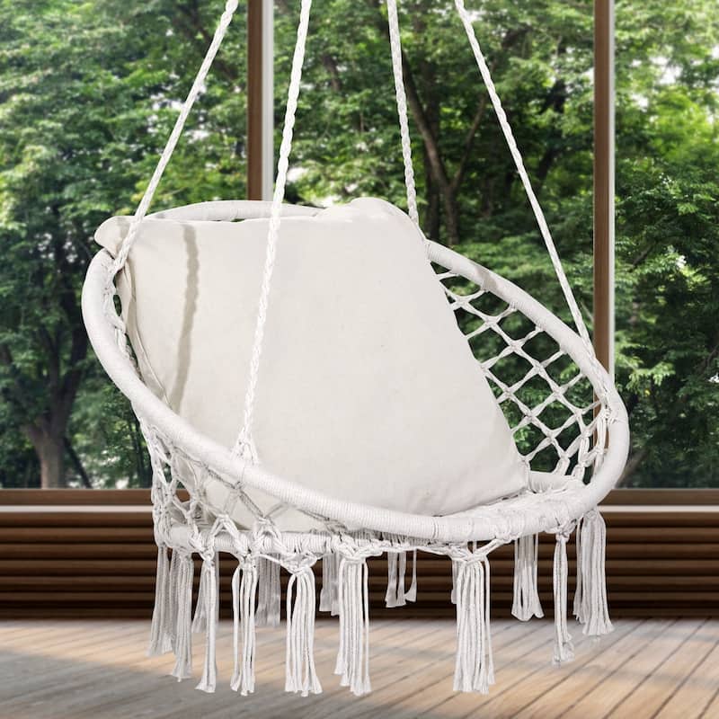 Hammock Chair Hanging Swing for Indoor Outdoor Patio Bedroom Porch