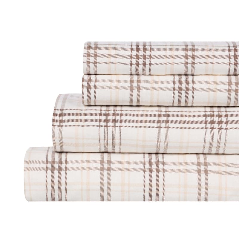 Superior Plaid Flannel Cotton Farmhouse Sheet Set