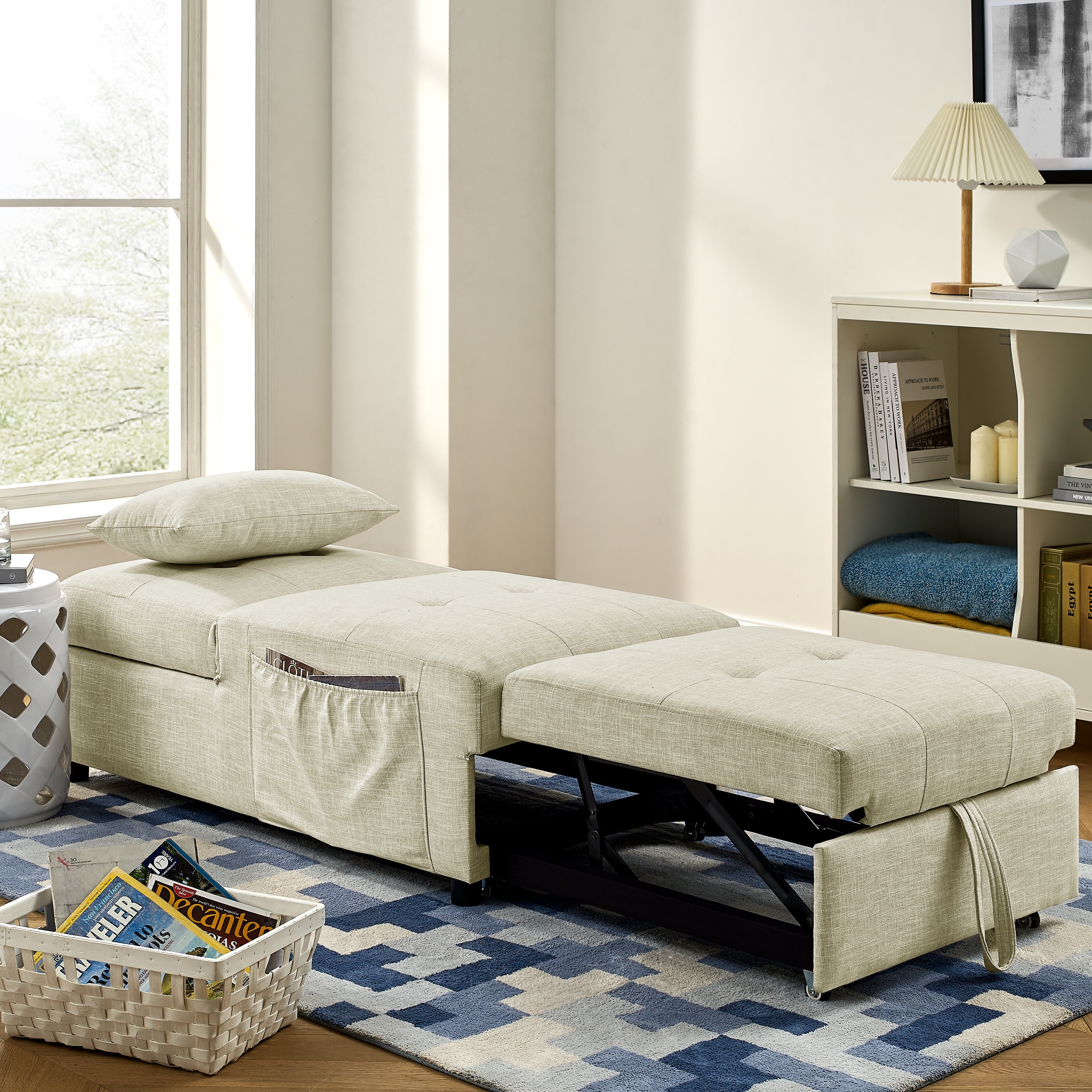 Lounger sofa bed with wood sale frame