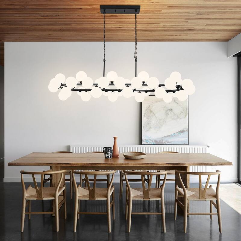 40-light Modern Large Bubble Sputnik Chandelier in Black for Dining Room