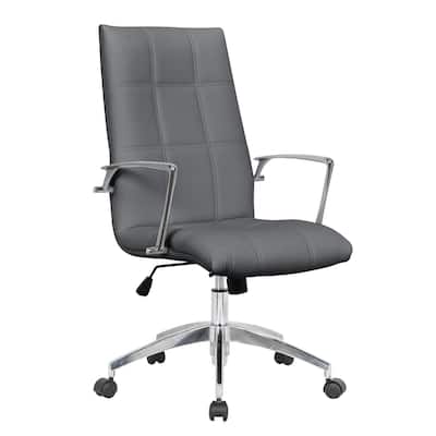 Leather Office Chair Adjustable - Ergonomic Desk Chair Mid-Century Style Swivel Task Chair with Lumbar Support
