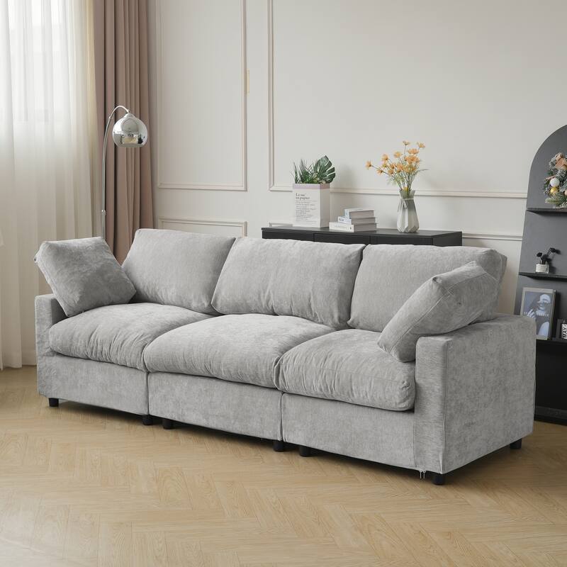 Modern Convertible Sectional Sofa Couch, 100" Cloud Modular Couches 3 Seat Sectional Sofas for Living Room