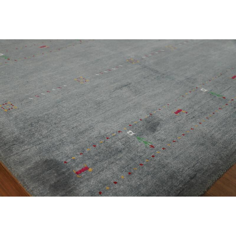 Slate Gray Gabbeh Indian Area Rug Hand-Knotted Wool Carpet - 5'4" x 7'7" - Grey - 5'4" x 7'7"