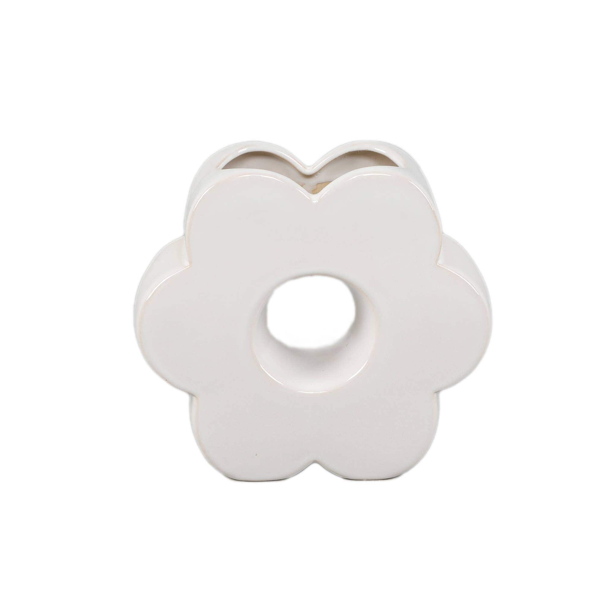 7"H Ceramic Flower Vase,Ivory