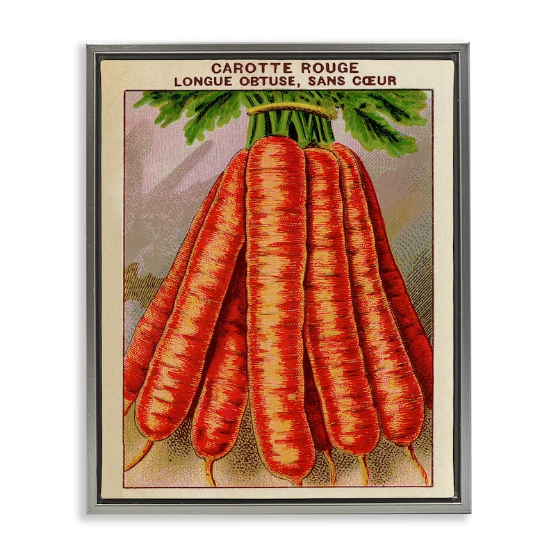 Stupell Country Vintage Carrots Framed Floater Canvas Wall Art Design By Lil' Rue - 25 x 31 - Grey