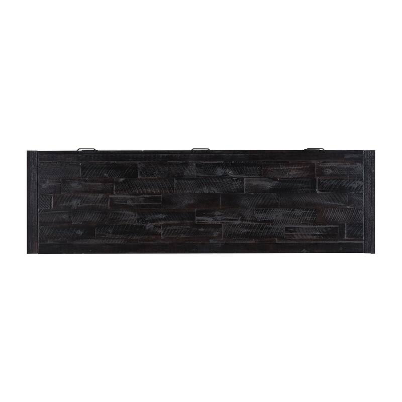 64" Distressed Wood TV Stand, 6 Drawer Storage & 3 Shelves, Cable Management - Farmhouse Style