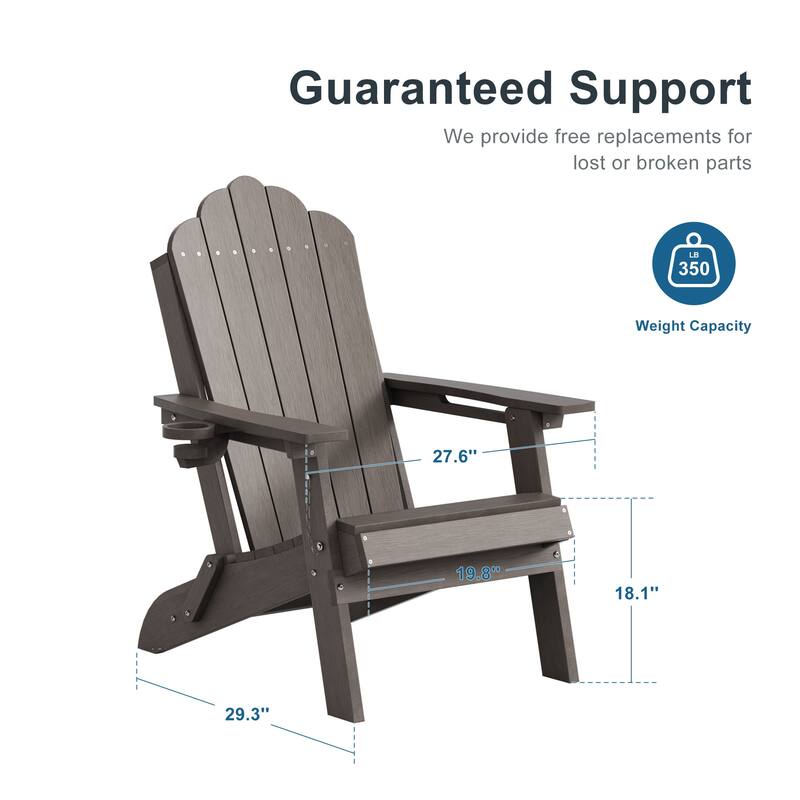 HDPE All-Weather Folding Adirondack Chair with Cup Holder