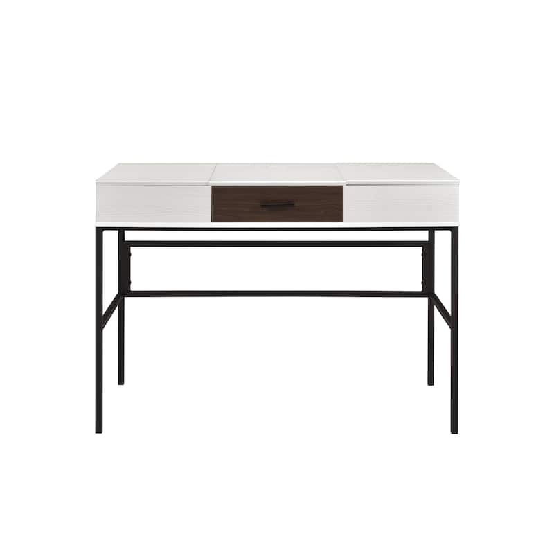 GDFStudio - Verster Writing Desk with USB Charging Port, Storage Drawer & Compartments, Metal Base