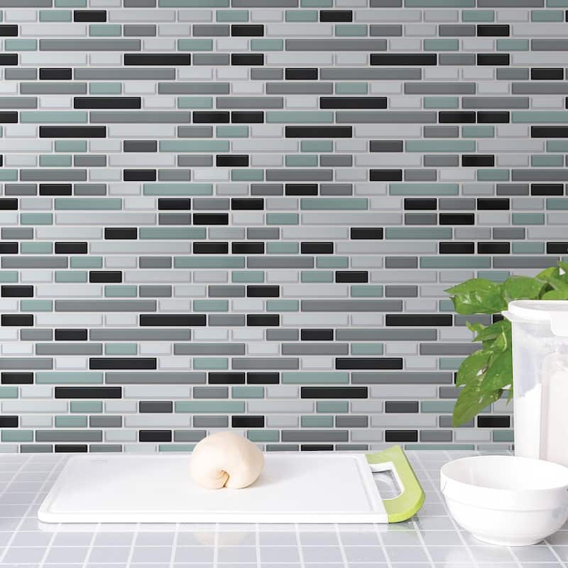 Walplus Mosaic Glossy 3D Metro Peel and Stick Backsplash Tile Stickers