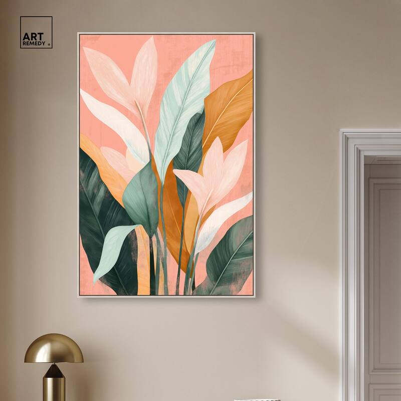 Peach and Palm Canvas by Art Remedy