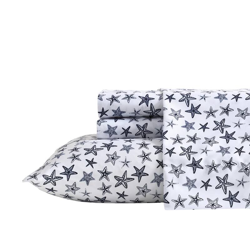 Nautica Printed Cooling Bed Sheet Sets - Saltwater Stars Blue - Full