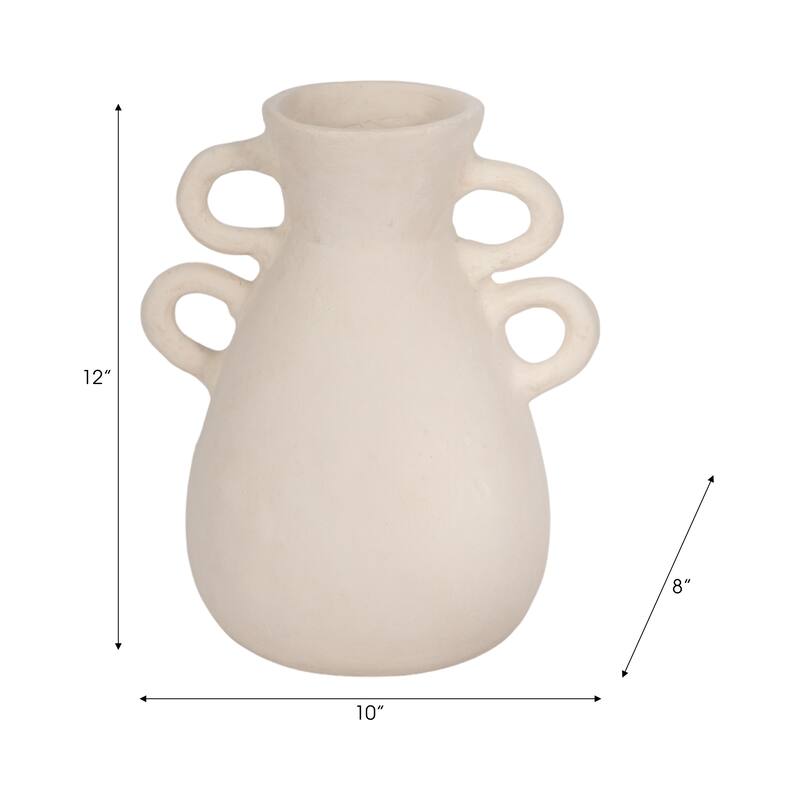 Sagebrook Home Terracotta Vase With 4 Handles, Amphora, Solid