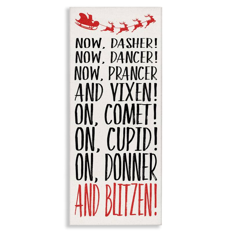 Stupell Holiday Reindeer Names Canvas Wall Art Design By Dogwood Portfolio - 20 x 48