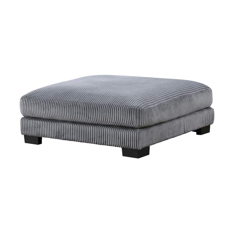 Braidy Corduroy Upholstered Ottoman - Grey