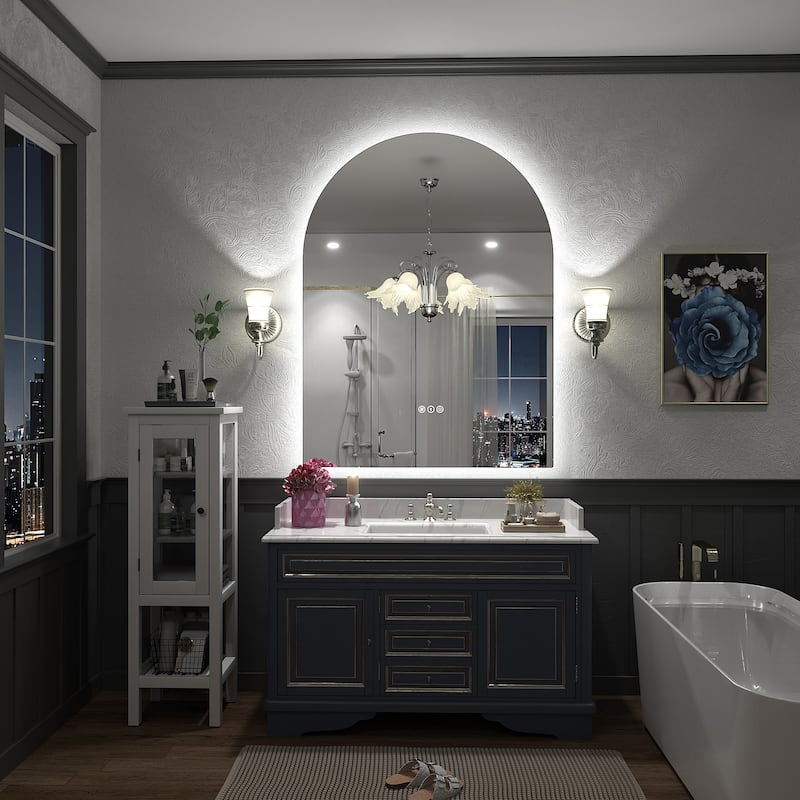 UL Certified Arched LED Anti-fog Tempered Glass Wall Bathroom Vanity Mirror