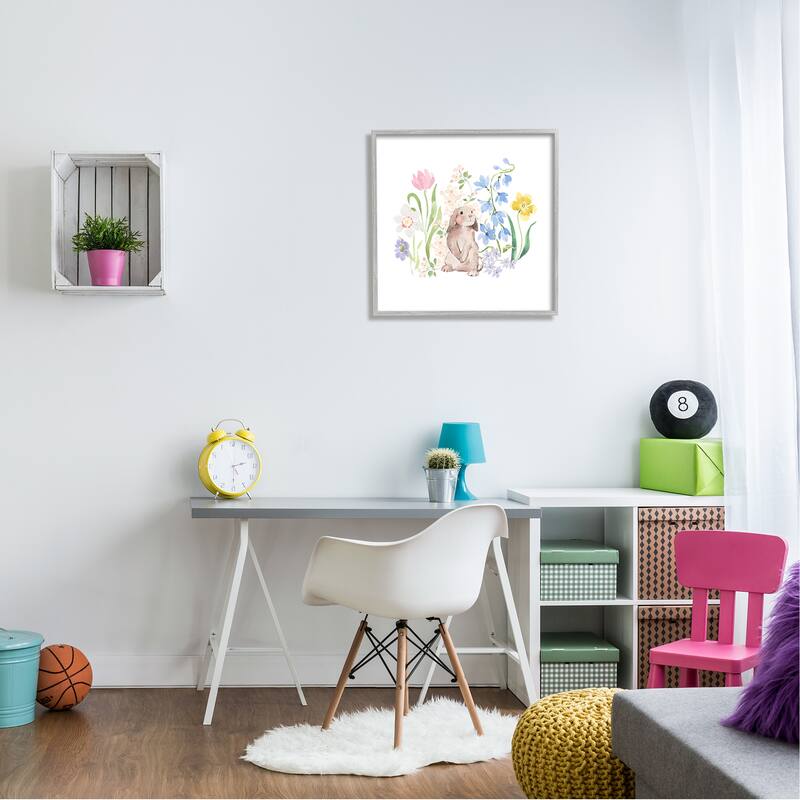 Stupell Spring Flowers & Rabbit Framed Giclee Art Design by Heather Lee Chan