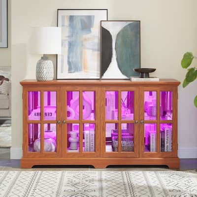 LED Curio Display Cabinet Antique Display Cabinet with Glass Doors