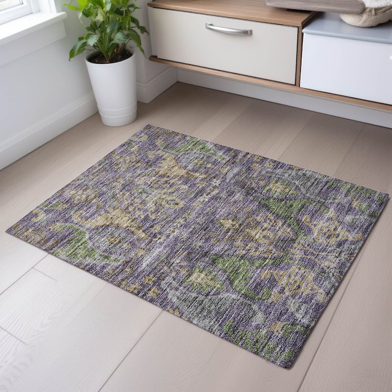 Premium Washable Super Soft Traditional Americana Mayfield Rug - Purple - 1'8" x 2'6"