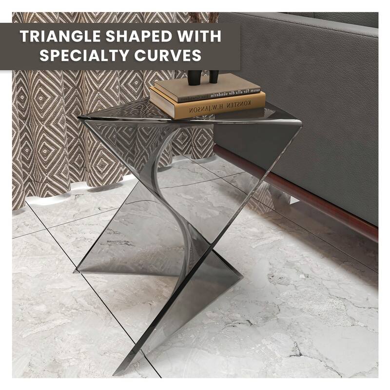 Randolph Modern Indoor Lightweight Side Table with Triangular Curved Design Accent End Table for Home Living Room or Bedroom