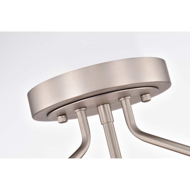 Stefani Matte Satin Nickel 2-Light Frosted Glass Drum Shade Semi-Flush Mount