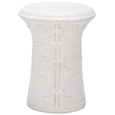 SAFAVIEH Paradise Nafiye Zoe White Ceramic Decorative Garden Stool