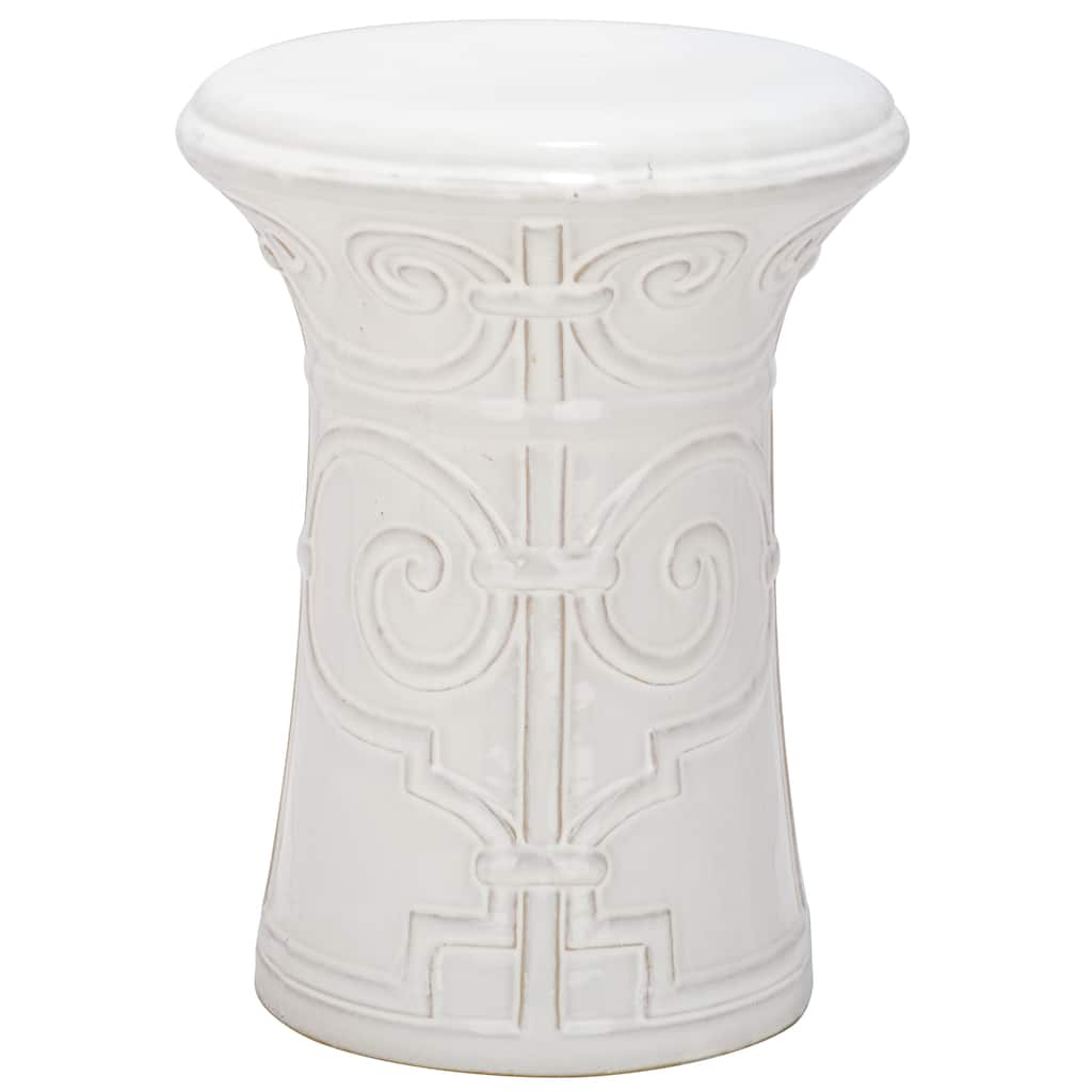 SAFAVIEH Paradise Nafiye Zoe White Ceramic Decorative Garden Stool